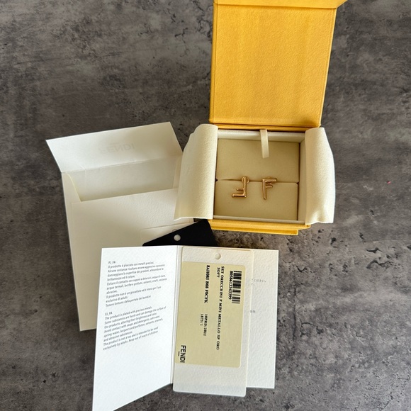 Fendi FF Gold Tone Earrings - Picture 2 of 11